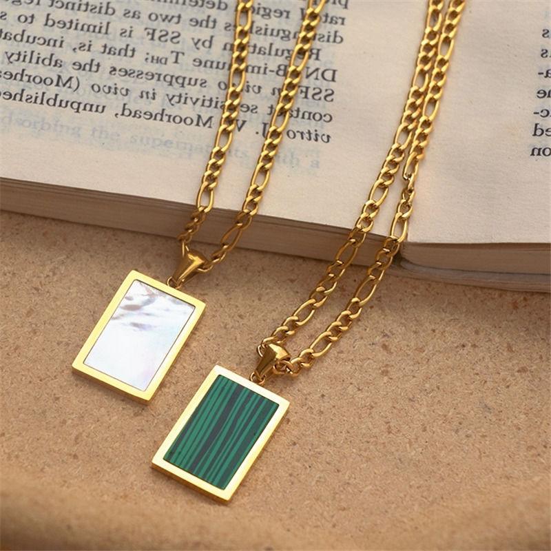 Pendant Necklaces RHYSONG Simple Square Green White Shell Necklace For Women Gold Chain On Neck Ins Style Sweater Choker Stainless Steel
Pendant Necklaces RHYSONG Simple Square Green White Shell Necklace For Women Gold Chain On Neck Ins Style Sweater Choker Stainless Steel