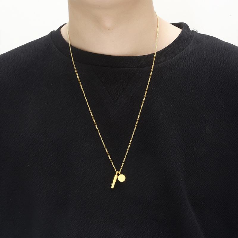 Chain Necklace Women Round Pendant Stainless Steel Hip Hop Long Men Fashion Gold Jewelry The Neck NecklacesPendant Necklaces