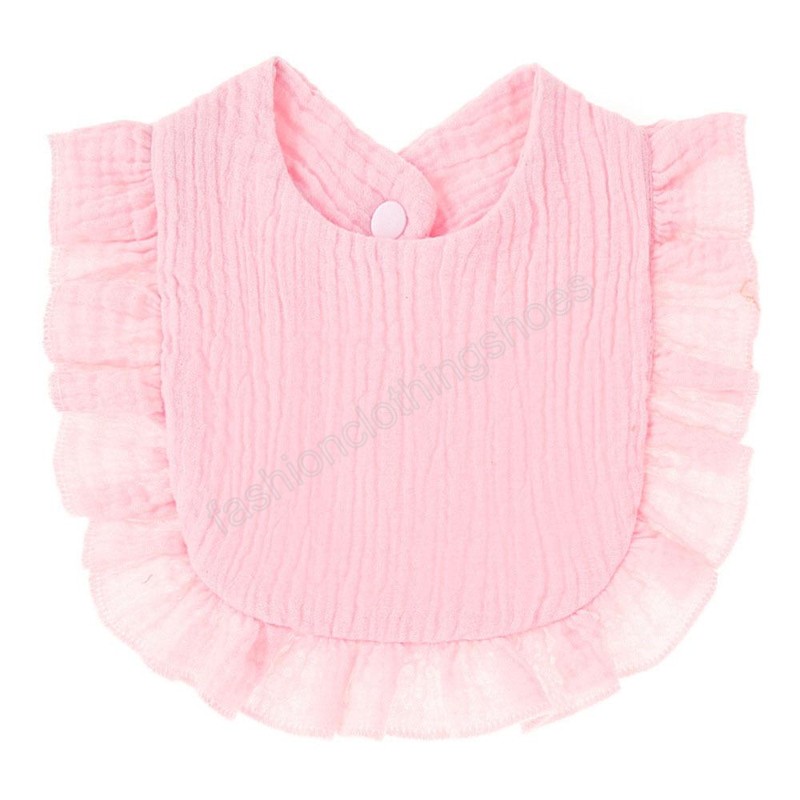 Baby Solid color bibs infant Cartoon ruffle Burp Cloths cotton slobber towel soft toddler Feeding bib for newborn Saliva towel