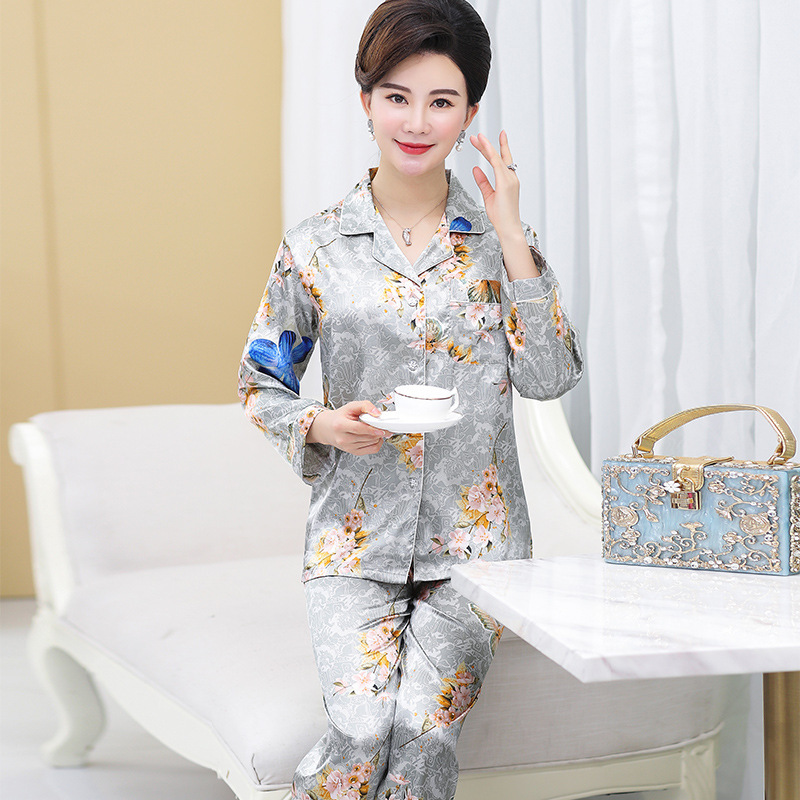 Satin Silk Pajamas for Women's Set pyjamas women silk pajamas plus size christmas adult printing korean pink loungewear 210428