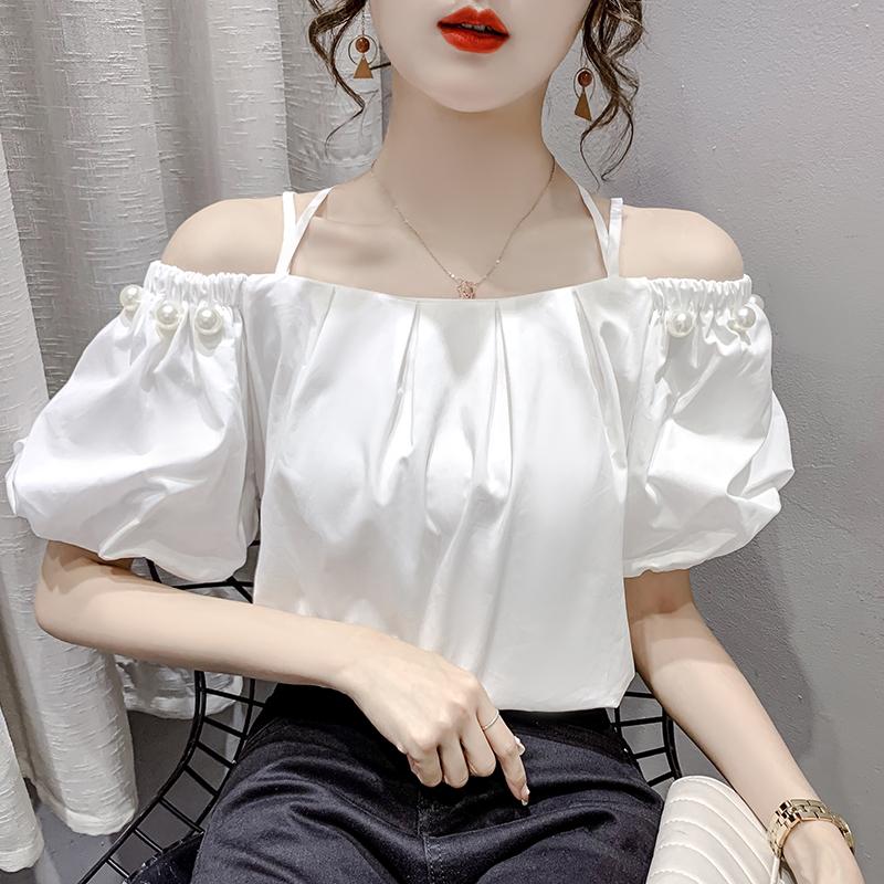 Women's Blouses & Shirts Office Lady Fashion Slash Neck Strap Tops Summer Women Eleagnt Temperament Short Puff Sleeve Chiffon Shirt Blouse 2, White
Women's Blouses & Shirts Office Lady Fashion Slash Neck Strap Tops Summer Women Eleagnt Temperament Short Puff Sleeve Chiffon Shirt Blouse 2, White