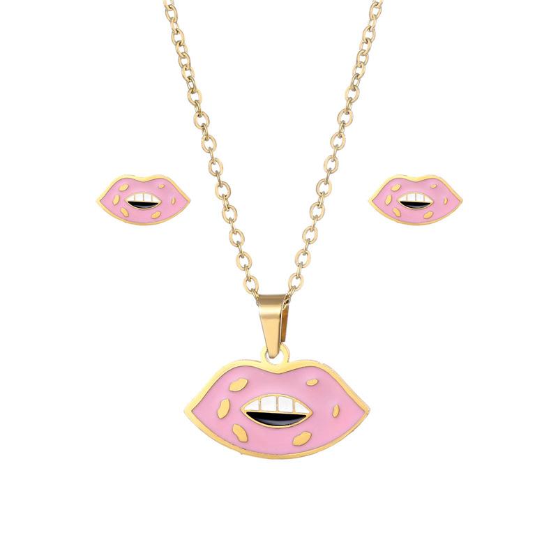 Earrings & Necklace Trendy Stainless Steel Enamel Kiss Mouth Pendant Chain Stud Earring For Women Gold Color Fashion Jewelry Set Gift, Silver
Earrings & Necklace Trendy Stainless Steel Enamel Kiss Mouth Pendant Chain Stud Earring For Women Gold Color Fashion Jewelry Set Gift, Silver