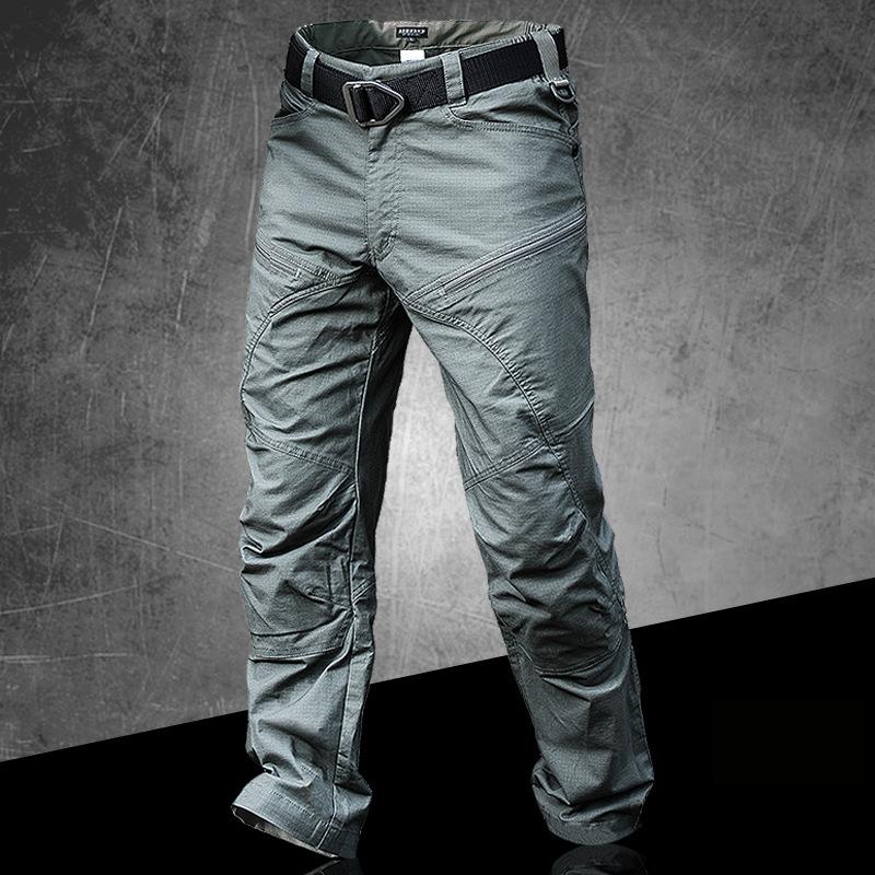Summer Waterproof Tactical Jogger Pants For Men, Casual Cotton Cargo Trousers In Army Black B4