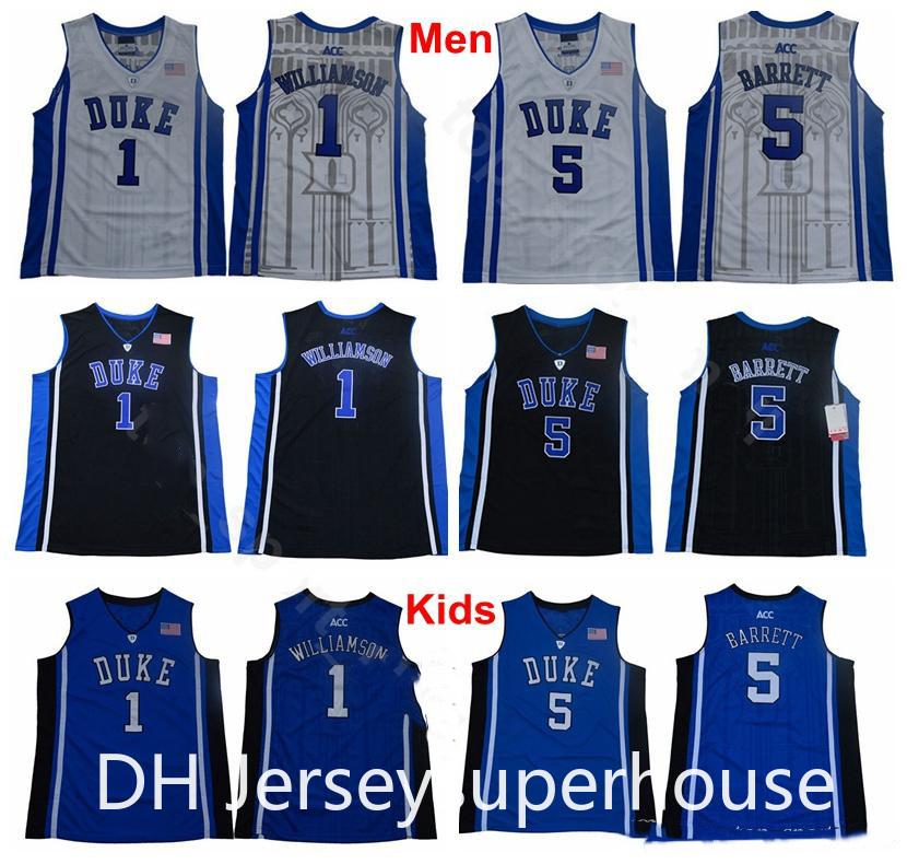 Men Youth College 1 Zion Williamson Jerseys Duke Blue Devils Kids Basketball 5 RJ Barrett Jersey Blue Black White University Man Children
Men Youth College 1 Zion Williamson Jerseys Duke Blue Devils Kids Basketball 5 RJ Barrett Jersey Blue Black White University Man Children