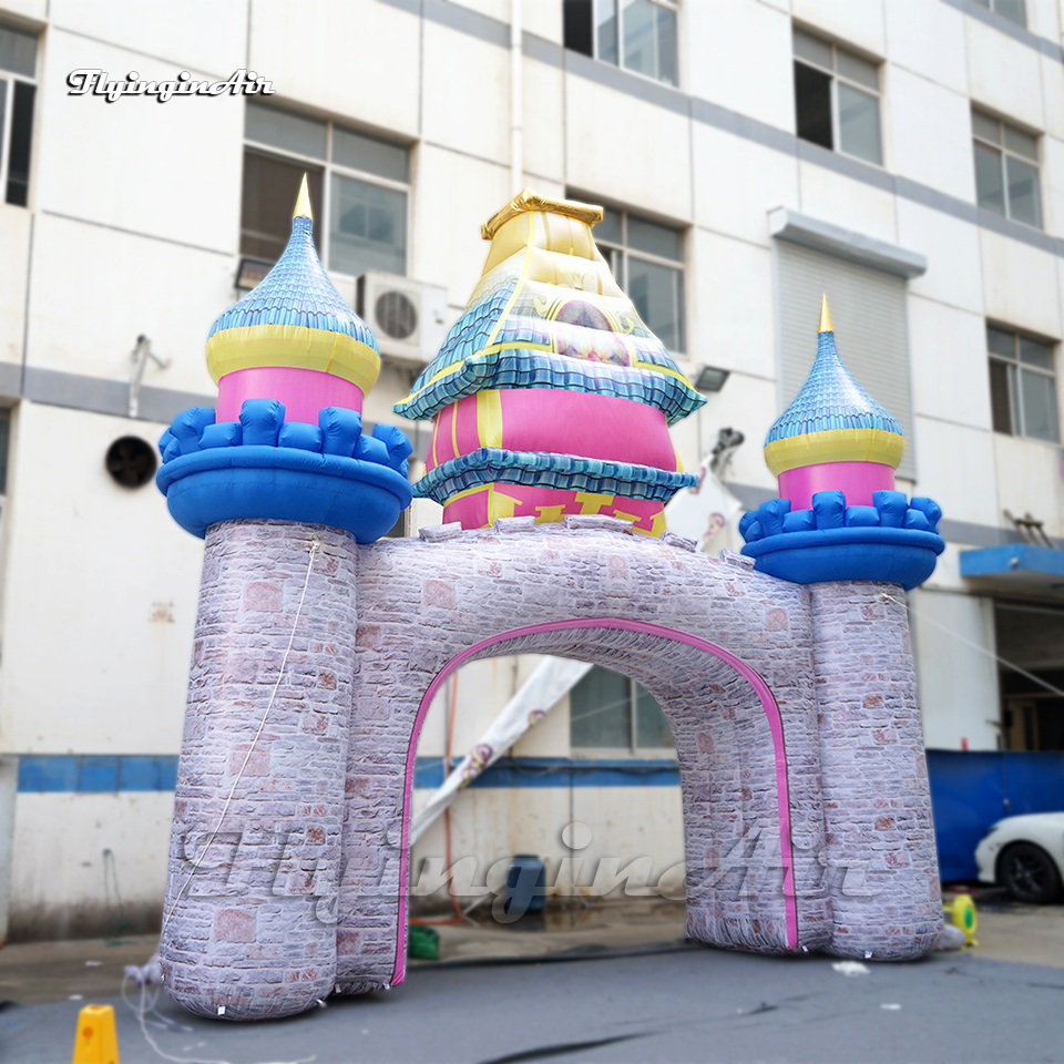 Customized Outdoor Advertising Inflatable Arched Door 6m Personalized Archway Air Blown Princess Castle Gate For Concert And Shopping Center Decoratio