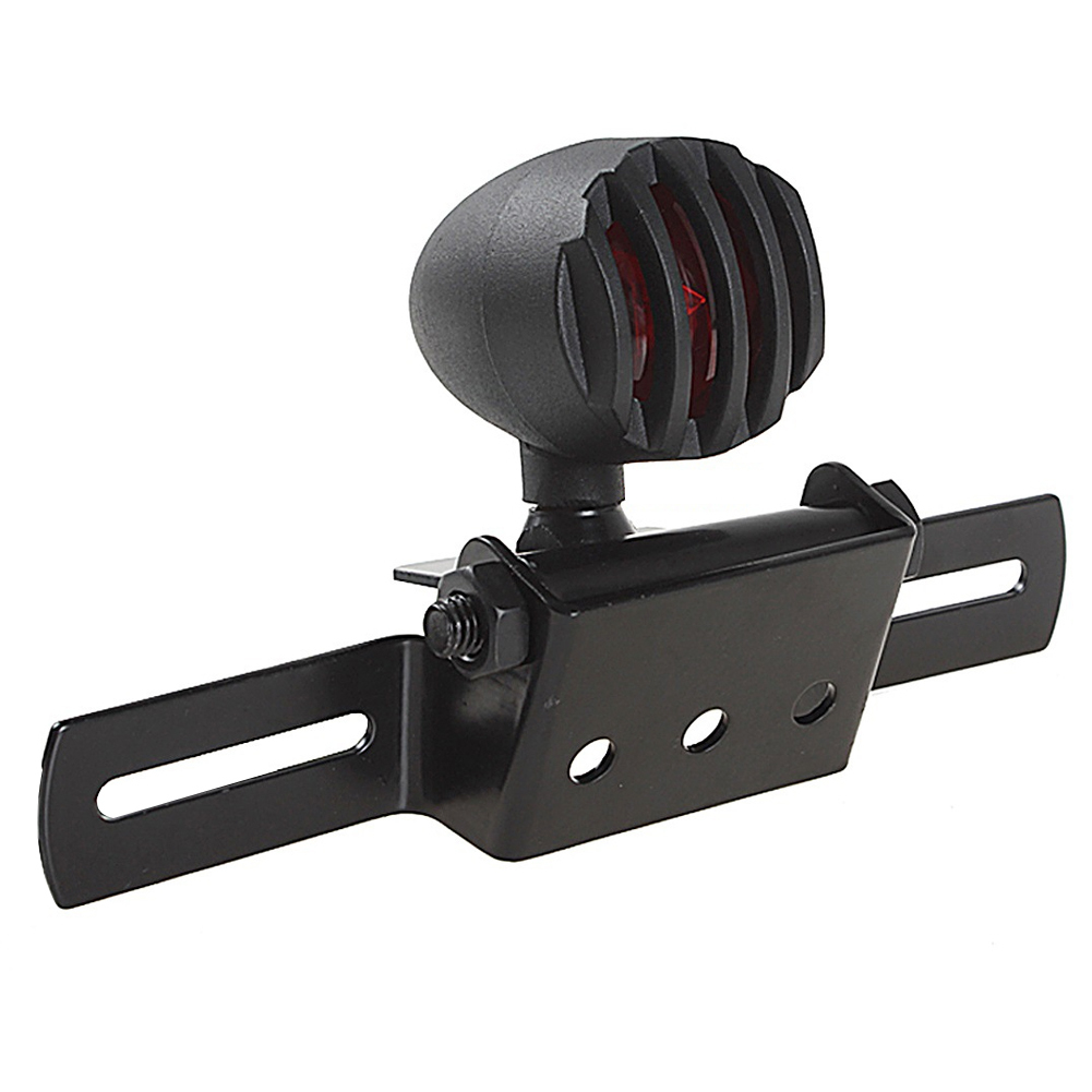 Black Retro LED Motorcycle Tail Light Moto Rear Indicator License Plate Bracket Chopper Motorbike Brake Light for Harley Honda