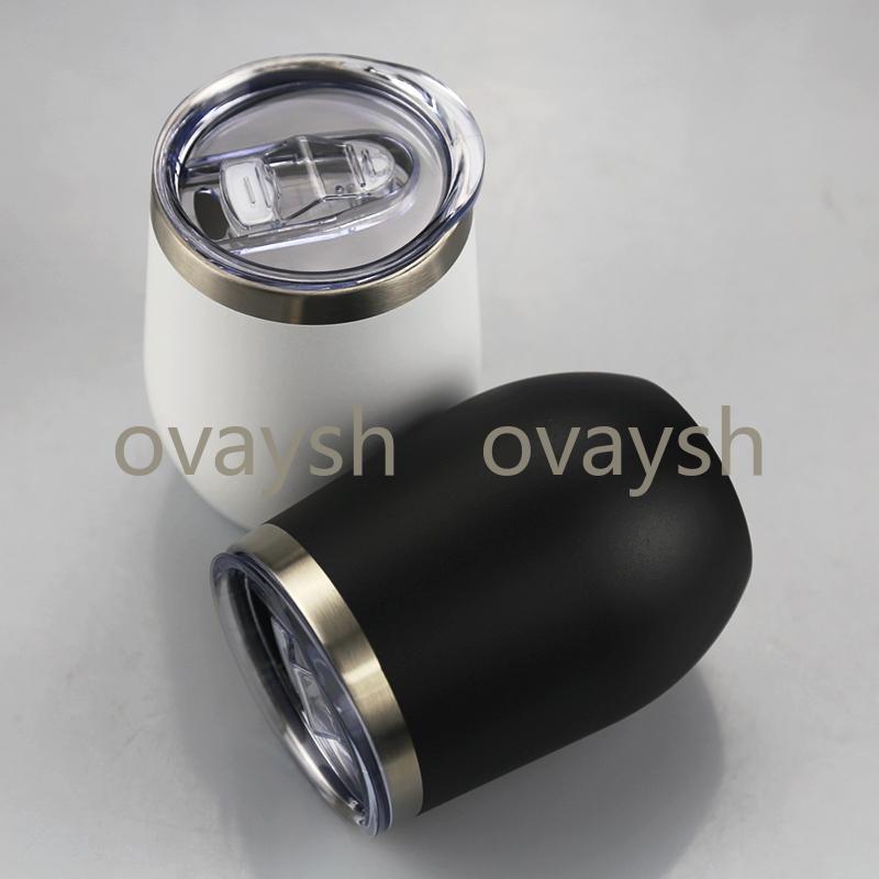 12oz Wine Tumbler Powder Coated Coffee Mugs Beer Glass Water Bottle 2 Layer Vacuum Insulated Beer Mug Wedding Party Champagne Mugs3829139