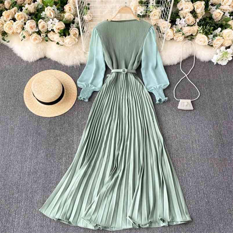 Autumn Fashion Streetwear Long Dress Design French Pleated Maxi Women Elegant O Neck Sleeve A-line 210701, Black
Autumn Fashion Streetwear Long Dress Design French Pleated Maxi Women Elegant O Neck Sleeve A-line 210701, Black