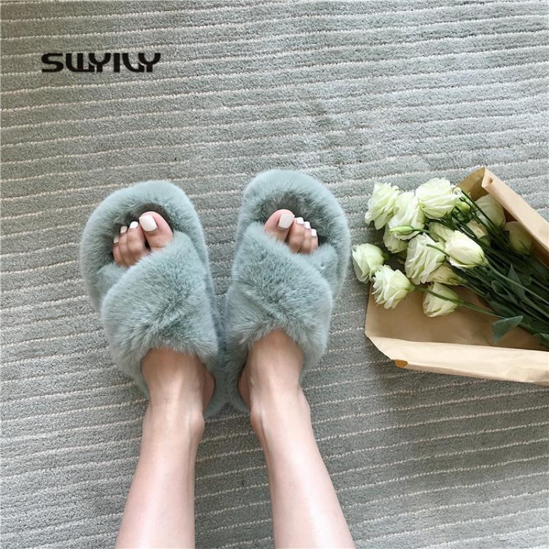 Slippers SWYIVY Women Furry Shoes 2021 Flat Sweet Home Fur Woman Outdoor Slides Warm Soft Female Slipper Candy Color, Black
Slippers SWYIVY Women Furry Shoes 2021 Flat Sweet Home Fur Woman Outdoor Slides Warm Soft Female Slipper Candy Color, Black