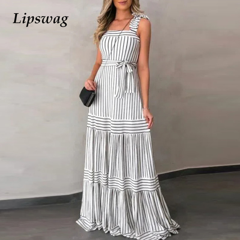 women casual loose beach maxi dress tie-up straps off shoulder summer dress elegant vintage striped print long party dresshigh quality, Black;gray
women casual loose beach maxi dress tie-up straps off shoulder summer dress elegant vintage striped print long party dresshigh quality, Black;gray