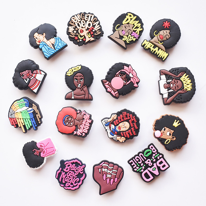 100pcs Black Girls Croc Charms for Shoe Decorations Accessories Clog Buckcle Gift for Women
100pcs Black Girls Croc Charms for Shoe Decorations Accessories Clog Buckcle Gift for Women