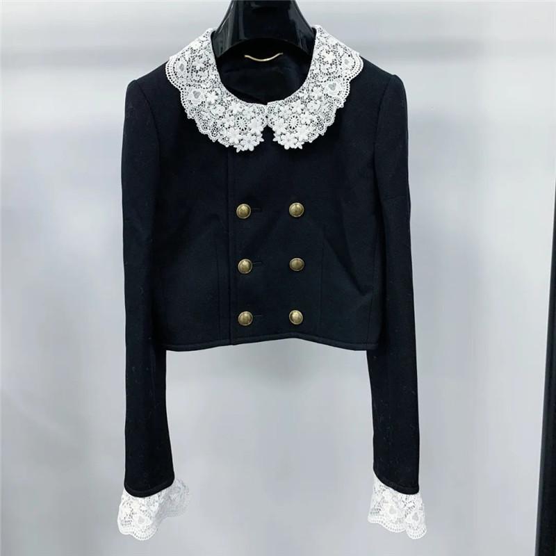 Women' Jackets Little Black Jacket 2021 Autumn Lace White Collar DOuble Breasted Cropped Tweed For Women Short Woolen Coat
Women' Jackets Little Black Jacket 2021 Autumn Lace White Collar DOuble Breasted Cropped Tweed For Women Short Woolen Coat