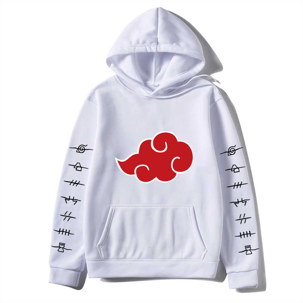 Japan Anime Akatsuki Cloud Symbols Print Mens Hoodies Pullover Fashion Casual Oversize Hooded Sweatshirt Tops Unisex Clothing H0910