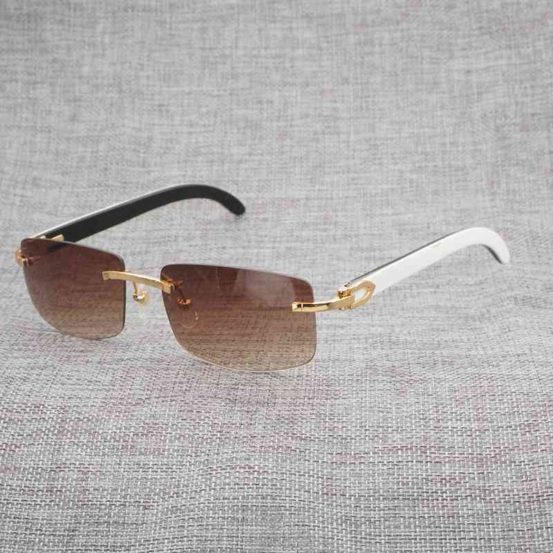 

70% Off Online Store Black White Natural Buffalo Horn Sunglasses Men Wood Rimless Mirror Gafas for Driving Club Clear Glasses Frame Oculos Shades 012