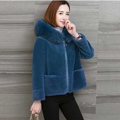 Winter Lamb Fur Coat Women Short Jacket Warm Soft Zipper Faux Hair Hooded Collar Fashion Female Plush Overcoat Outwear 211019