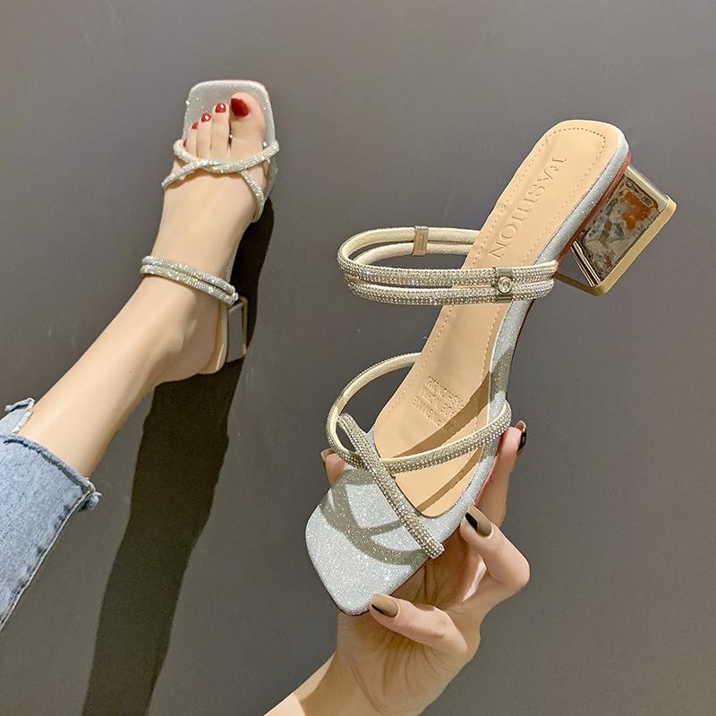 Slippers Sexy Open-Toed Square Toe Ladies Summer Fashion Wild Sweet Rhinestone Solid Color High Heels ., Pink
Slippers Sexy Open-Toed Square Toe Ladies Summer Fashion Wild Sweet Rhinestone Solid Color High Heels ., Pink