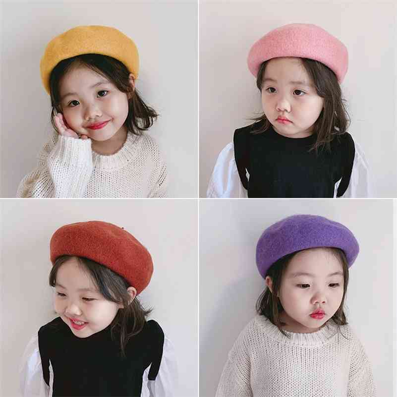 Winter 2-6 years girls warm woolen beret kids solid color cute caps children all-match hats 210708, Red
Winter 2-6 years girls warm woolen beret kids solid color cute caps children all-match hats 210708, Red