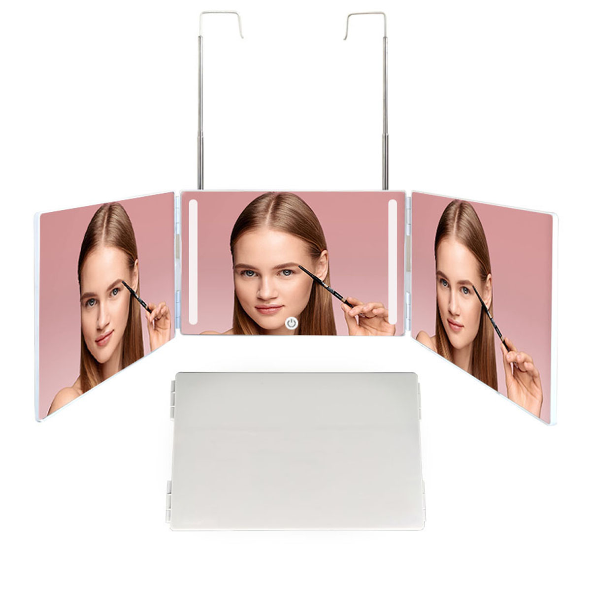 Rechargeable 3-Way Mirror for Self Hair Cutting Tools Height Adjustable Mirror with Light Telescoping Hooks for Makeup StylingScouts
Rechargeable 3-Way Mirror for Self Hair Cutting Tools Height Adjustable Mirror with Light Telescoping Hooks for Makeup StylingScouts