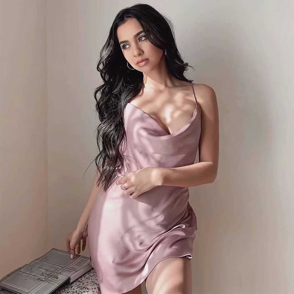 Summer Women Short Dress Pajama style elegant lady Woman Sexy Camisole dress 210709, Pink
Summer Women Short Dress Pajama style elegant lady Woman Sexy Camisole dress 210709, Pink