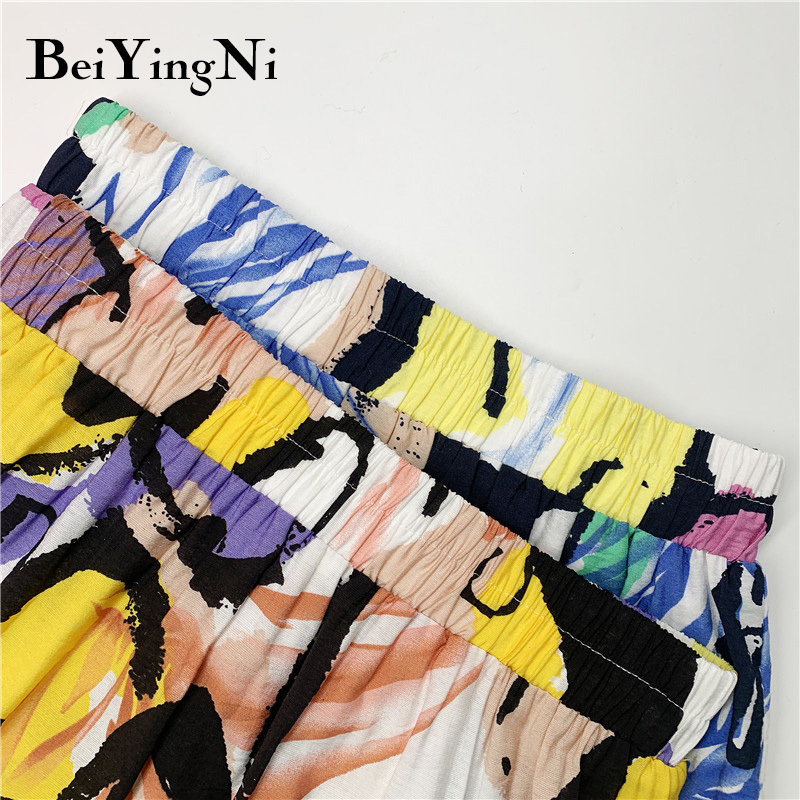 Ankle-length Long Skirts Woman Graffiti Printed Abstract Aesthetic Maxi Skirt Ladies Fashion Korean Vintage Faldas 210506