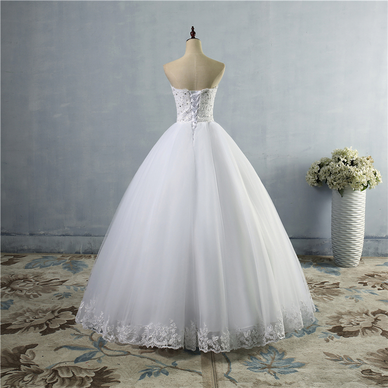 ZJ9061 custom made White Ivory Crystal Beads Sweetheart Bride Dresses Wedding lace edge maxi formal plus size 2-26W