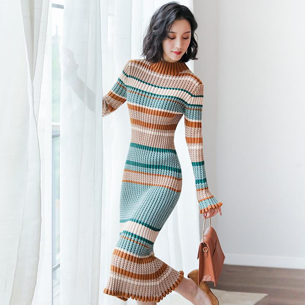 High Quality Women Sweater Dress Full Sleeve Turtleneck Elegant Winter Casual Lady Bodycon Knitted Long Vestidos 210520, Photo color
High Quality Women Sweater Dress Full Sleeve Turtleneck Elegant Winter Casual Lady Bodycon Knitted Long Vestidos 210520, Photo color