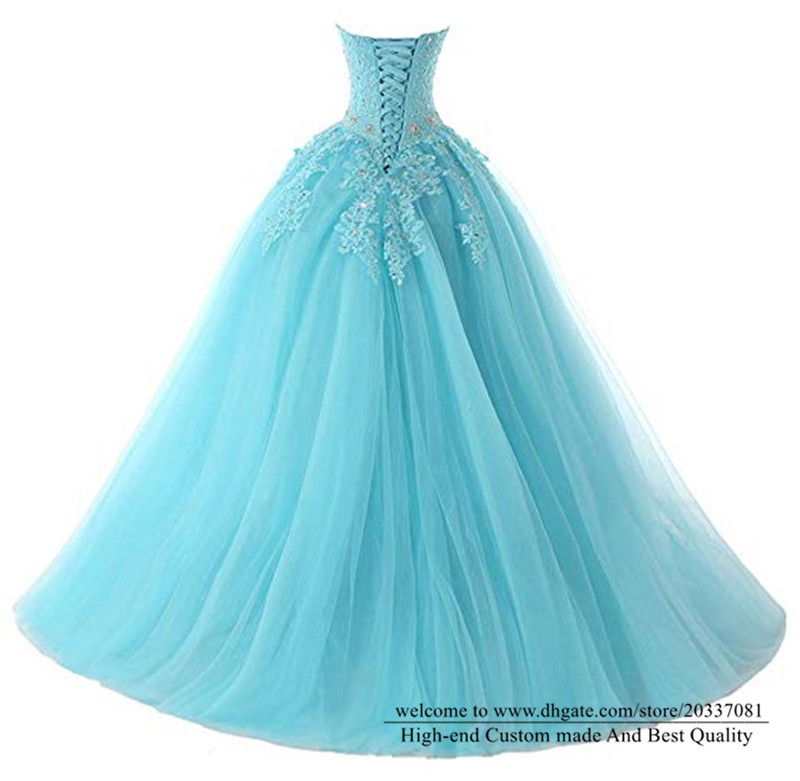 Quinceanera Dresses 2021 Crystal Princess Sweetheart Appliques Party Prom Formal Ball Gown Lace Up Tulle Vestidos De 15 Anos Q23