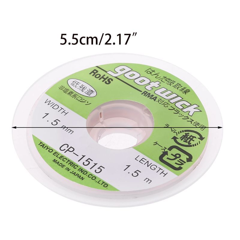 5 Ft 1.5mm Desolden Braid Lassen Solder Remover Wick Wire Lead Cord Flux Repair Tool CP-1515 1Pc