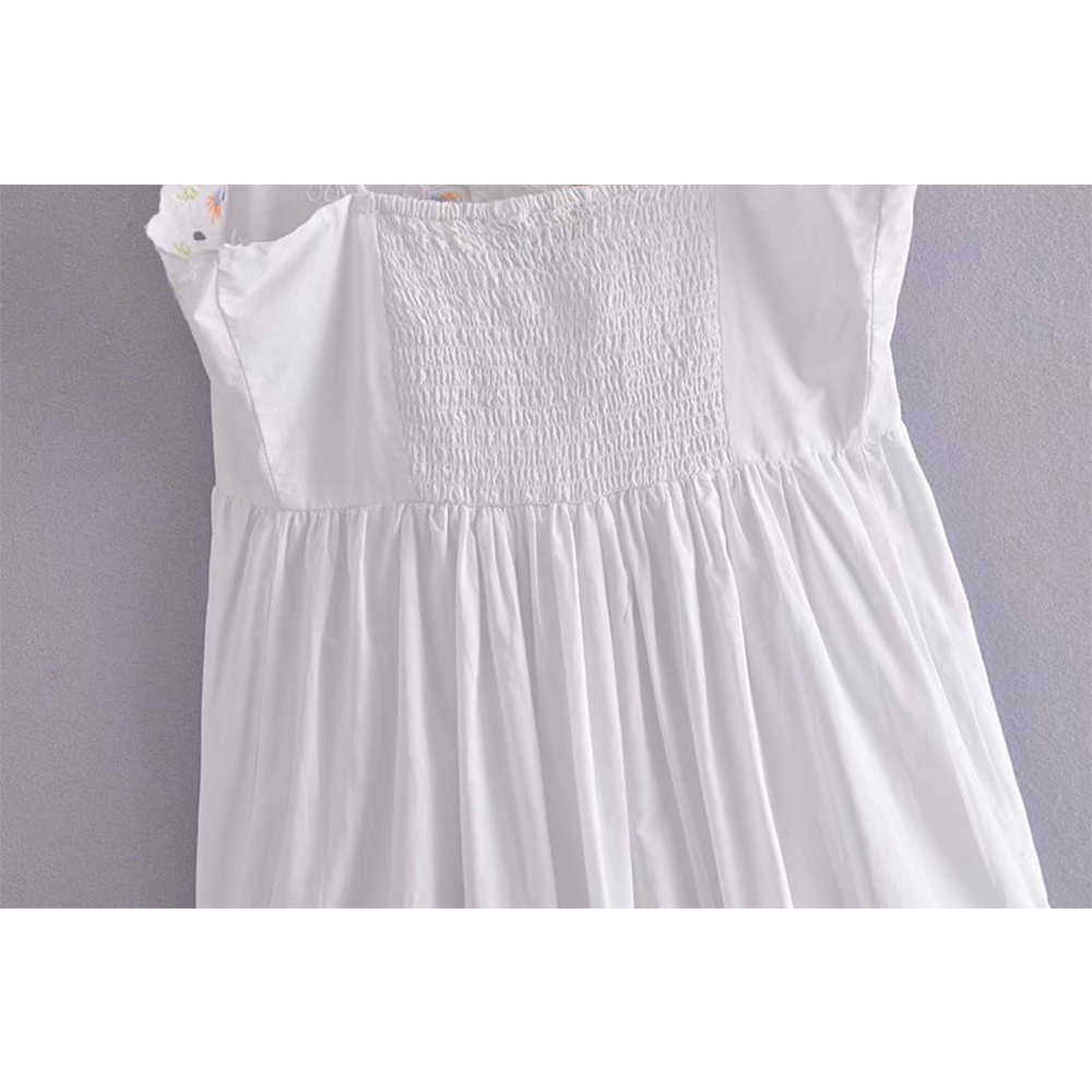 Summer Dress Women Elegant Casual Fashion Chic Lady Woman Embroidery Slip Dress Floral Sundress 210709