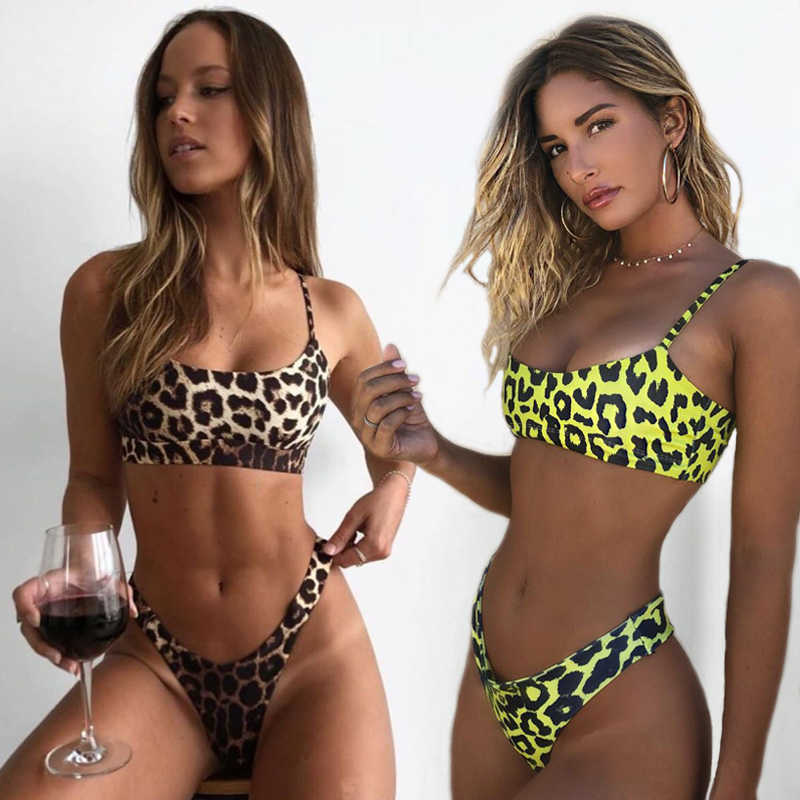 Sexy Leopard Bikinis Micro Bikini Set Push Up Thong Biquini High Cut Swimwear Women Mini Swimsuit Female Bathing Suit 210625