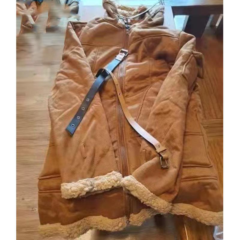 Men's Jackets Winter Men Fleece Collar Motorcycle Jacket One Piece Of Fur Casual Outdoor Thermal Leather Woolen Coat Male S-5XL