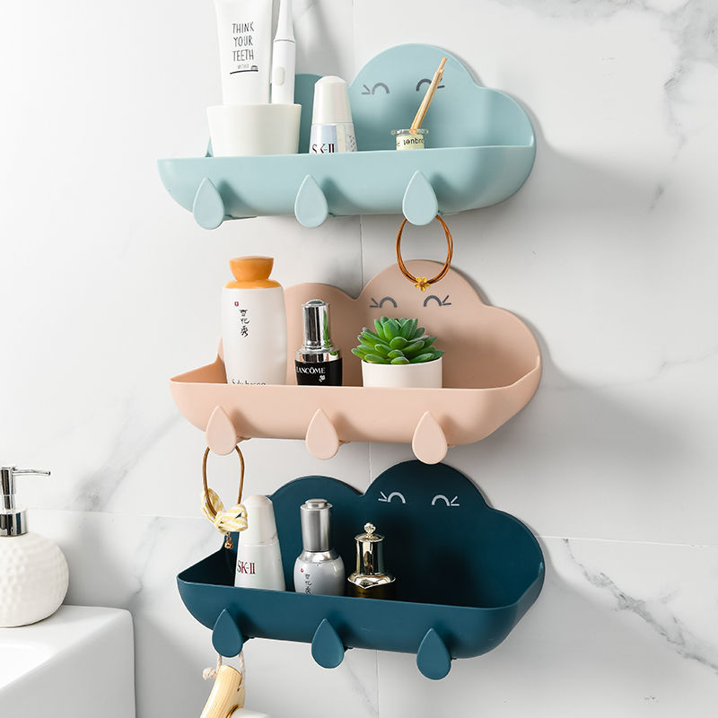 Creative cloud racks bathroom wall-mounted bathroom toilets perforated vanity basin bathroom storage rack is simple convenient
