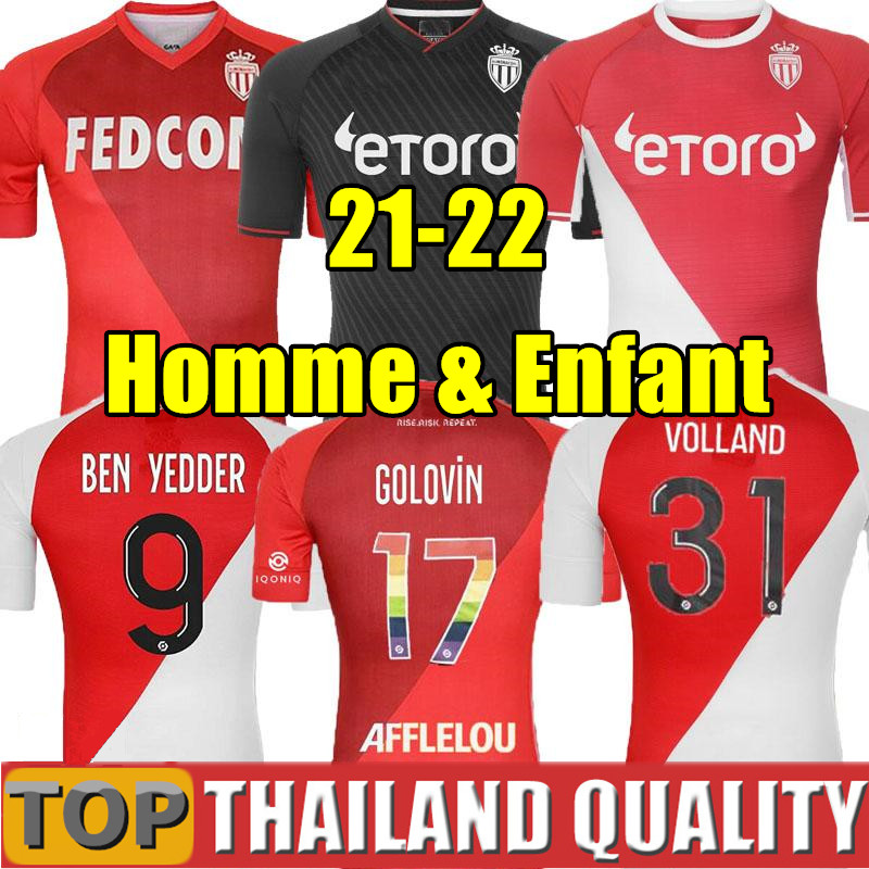 2021 2022 AS MONACO soccer jerseys Special Volland JOVETIC maillots Collector 21 22 B.BADIASHILE BEN YEDDER GELSON FABREAGS GOLOVIN football shirt Men Kids Kit, 21/22 home + patch - men