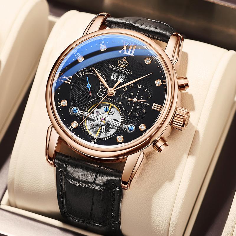 Wristwatches MG.ORKINA Men's Watch Genuine Leather Band Automatic Mechanical Watches Men Tourbillon Male Clock Relogio Masuclino, Silver
Wristwatches MG.ORKINA Men's Watch Genuine Leather Band Automatic Mechanical Watches Men Tourbillon Male Clock Relogio Masuclino, Silver