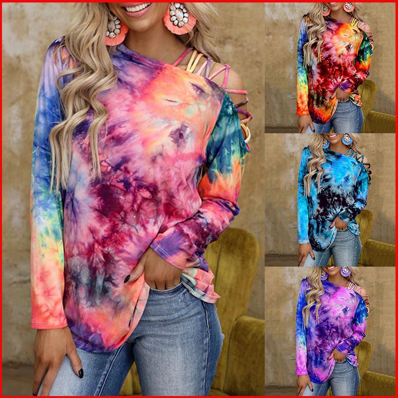 Tie-Dye Print Off Shoulder Tunic Tops Women Long Sleeve Hollow Out Tee T Shirt Ladies Casual Streetwear Plus Size Tshirt Clothes Women's T-S, Flower-4 
Tie-Dye Print Off Shoulder Tunic Tops Women Long Sleeve Hollow Out Tee T Shirt Ladies Casual Streetwear Plus Size Tshirt Clothes Women's T-S, Flower-4