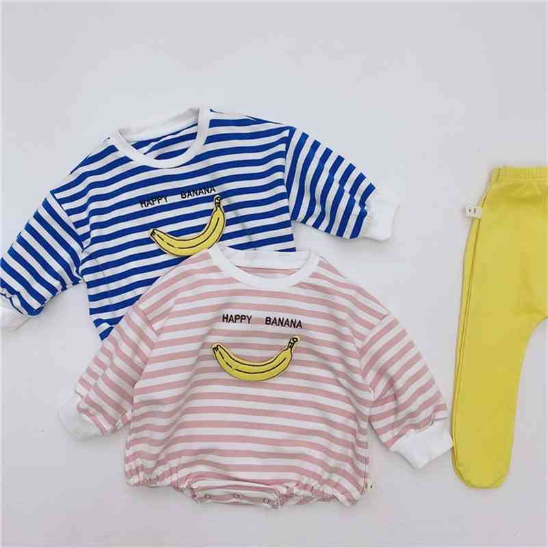 Spring Autumn cute banana embroidery striped bodysuits Baby boys and girls cotton casual outwears 210708, Pink
Spring Autumn cute banana embroidery striped bodysuits Baby boys and girls cotton casual outwears 210708, Pink