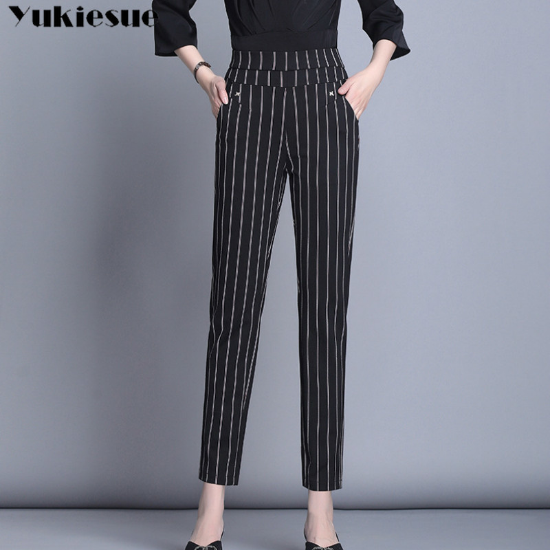 Woman striped harem Pants Autumn Winter High Waist Plus Size Slim Office Lady Full Length Trousers Female Ankle Trousers 210519, Black
Woman striped harem Pants Autumn Winter High Waist Plus Size Slim Office Lady Full Length Trousers Female Ankle Trousers 210519, Black