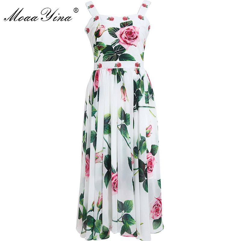 Fashion Designer dress Summer Women' Dress Beaded Embroidery Rose Floral-Print Cotton Patchwork Chiffon Dresses 210524, White
Fashion Designer dress Summer Women' Dress Beaded Embroidery Rose Floral-Print Cotton Patchwork Chiffon Dresses 210524, White