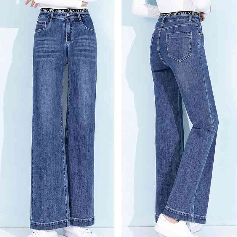 Casual Loose Soft Plus Size Wide Leg Silm Women Denim Pants Spring Solid Office Lady Jeans Fashion All-match Bottoms 210525