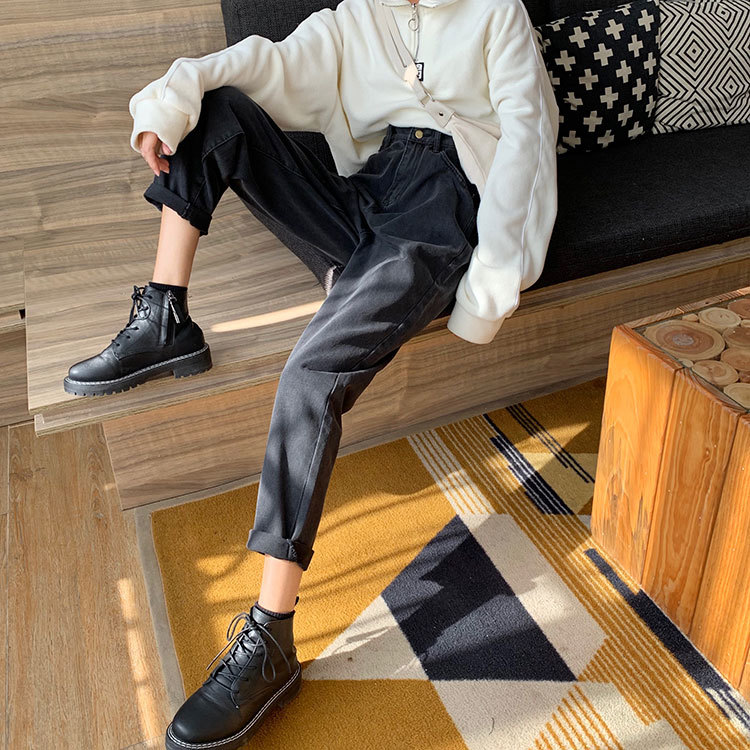 Nomikuma Korean High Waist Women Demin Pants Causal Autumn Winter New Ankel Trousers Loose Demin Straight Pants Mujer 6D169 210427