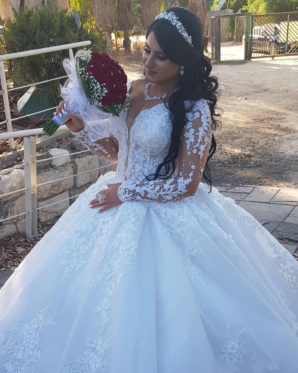 2021 Gorgeous Arabic Aso Ebi A Line Wedding Dresses Bridal Dress Plus Size Luxurious Lace Crystal Beaded Long Sleeves Vintage Weddings Gowns Corset Ba