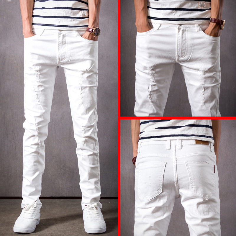 winter thick hole jeans men's korean slim fit elastic leggings fashion casual white, Blue
winter thick hole jeans men's korean slim fit elastic leggings fashion casual white, Blue