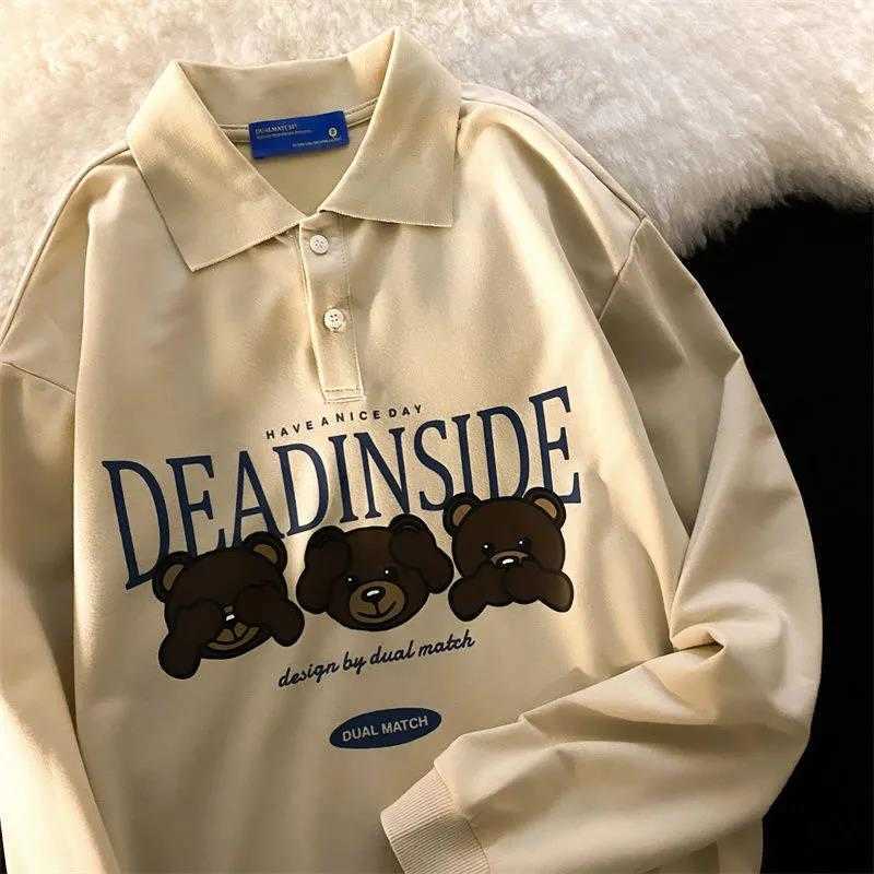 Vintage POLO Collar Letters Print Oversized Sweatshirt Women for Teen Girls Harajuku Spring Korean Kawaii Clothes Pullovers 210826
