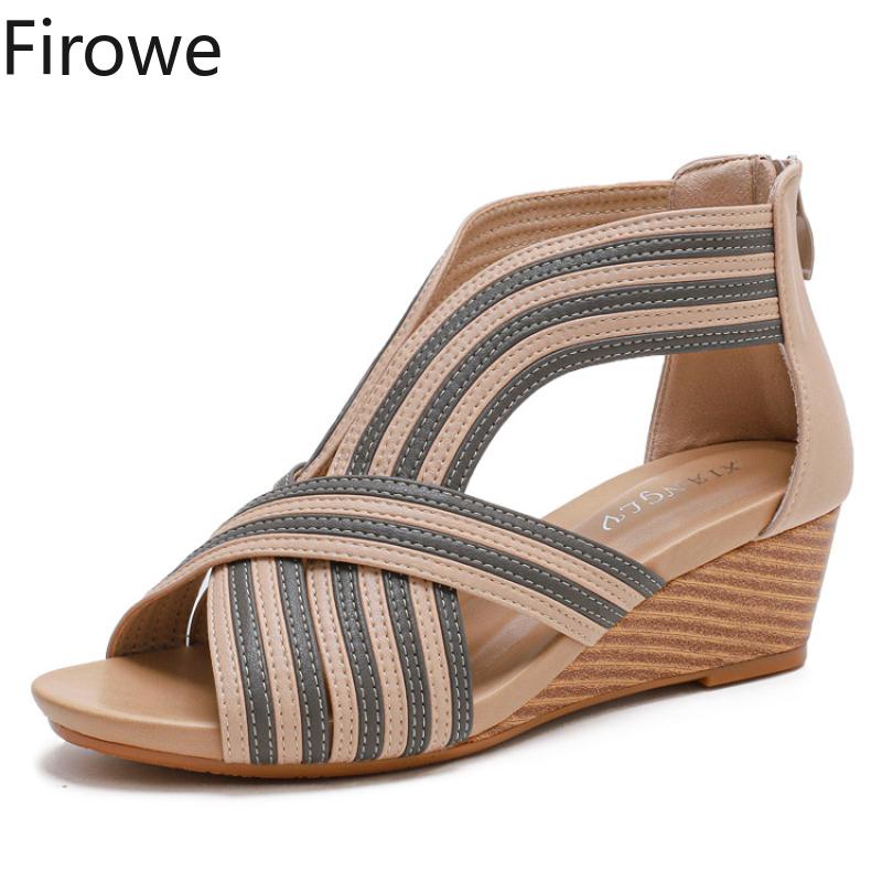 Firowe Women Wedge Sandals Peep Toe Gladiator Casual Zip On Sandles Sandalias De Verano Para Mujer 5CM Height Dress Shoes, Black
Firowe Women Wedge Sandals Peep Toe Gladiator Casual Zip On Sandles Sandalias De Verano Para Mujer 5CM Height Dress Shoes, Black