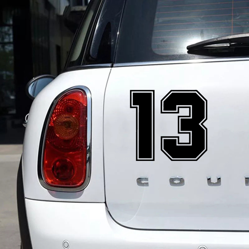 Number 13 funny car sticker vinyl decal silver/black for auto car stickers styling car decoration