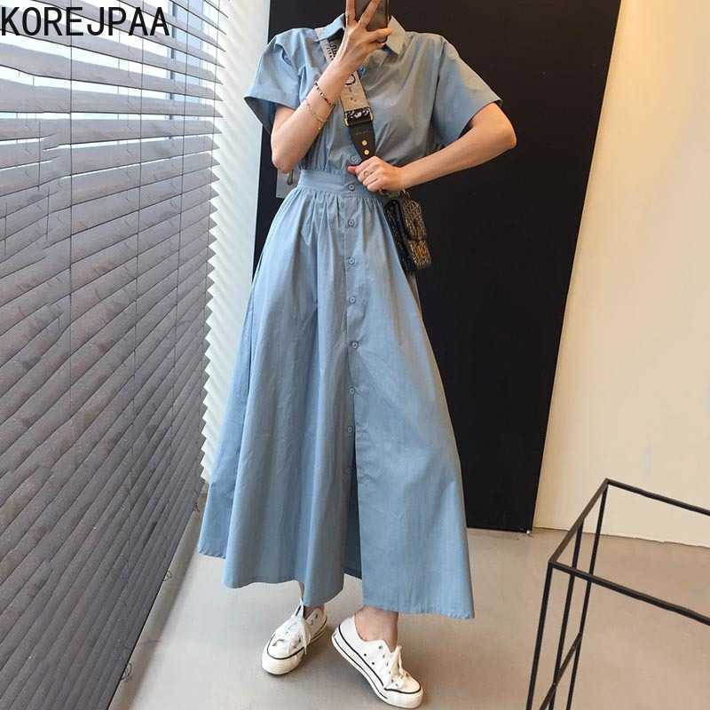 Korejpaa Women Dress Summer Korean Chic Minimalist Temperament Lapel Single-Breasted Short-Sleeved Slimming Shirt Vestidos 210526, Navy
Korejpaa Women Dress Summer Korean Chic Minimalist Temperament Lapel Single-Breasted Short-Sleeved Slimming Shirt Vestidos 210526, Navy