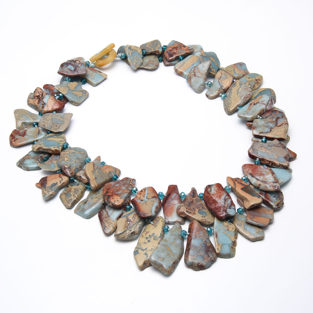 GuaiGuai Jewelry 23'' 2 Rows Turquoises Blue Sea Sediment Imperial Jaspers Crystal Necklace Handmade For Women
GuaiGuai Jewelry 23'' 2 Rows Turquoises Blue Sea Sediment Imperial Jaspers Crystal Necklace Handmade For Women