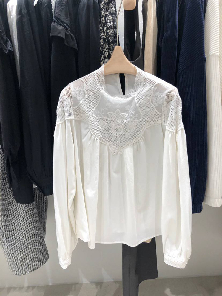 Nomikuma Women Blouse Spring New Causal Doll Shirt Korean Lace Hook Patchwork Blouses Long Sleeve O-neck Blusas Mujer 6E210 210427