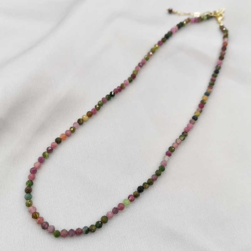 Faceted Tourmaline Necklace Rainbow Multicolor Gemstones Natural Stones Beaded 14K Gold Filled Collier Femme Women BOHO 210721