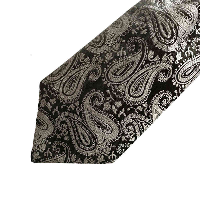 Necktie Scarf Corbata Gray Cashew Pattern Hong Kong Wedding Yarn Photo